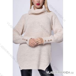 Women's Knitted Extended Turtleneck Long Sleeve Sweater (S/M ONE SIZE) ITALIAN FASHION IMM23M3289