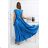 Women's Long Formal Short Sleeve Dress (36-54) POLISH FASHION PMLMR23ALICE blue 34