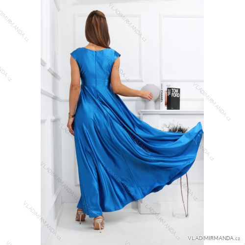 Women's Long Formal Short Sleeve Dress (36-54) POLISH FASHION PMLMR23ALICE blue 34
