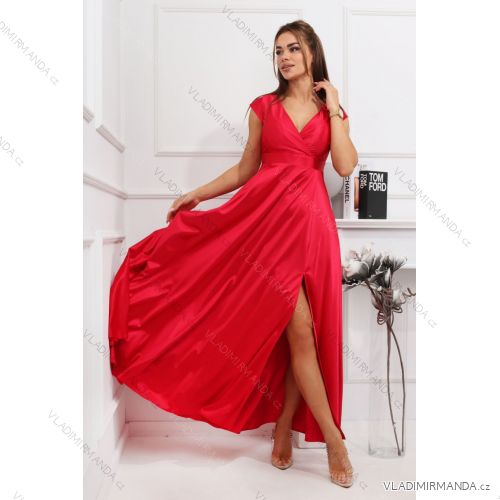 Women's Long Formal Short Sleeve Dress (36-54) POLISH FASHION PMLMR23ALICE red 34