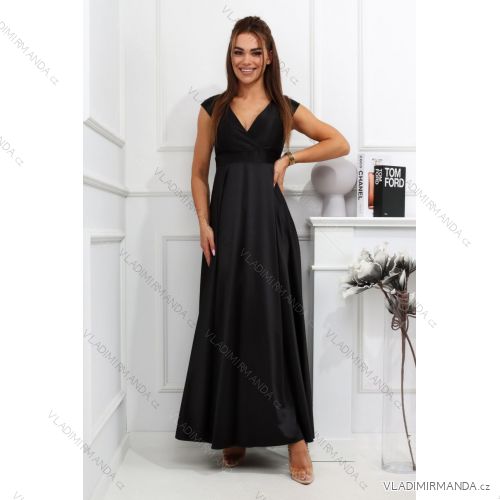 Women's Long Formal Short Sleeve Dress (36-54) POLISH FASHION PMLMR23ALICE black 34