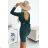 518-1 Comfortable sweater dress with a bow on the back - green