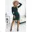 518-1 Comfortable sweater dress with a bow on the back - green