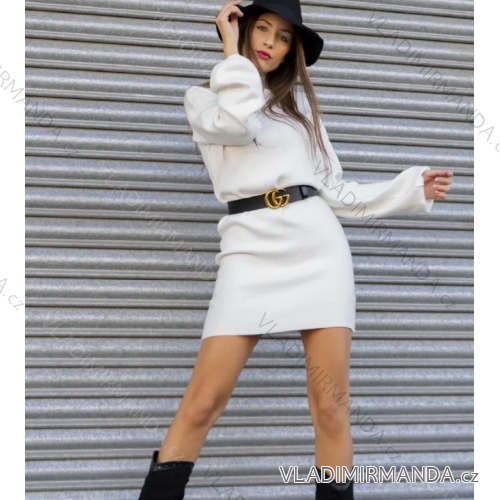 Women's Elegant Knitted Long Sleeve Dress (S/M ONE SIZE) ITALIAN FASHION IMPBB22Y22990