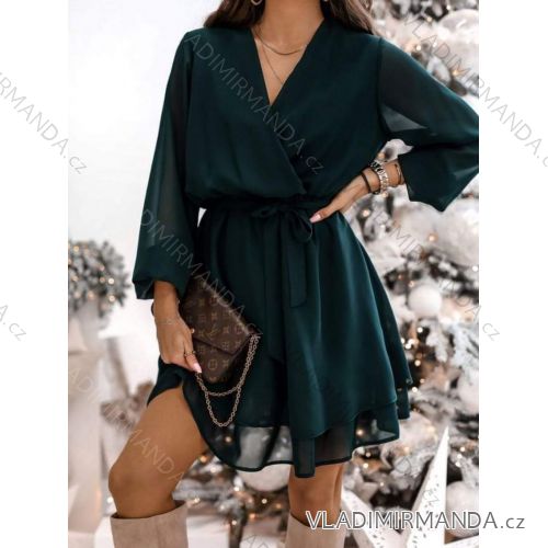 Šaty elegantní krátké dlouhý rukáv dámské (S/M ONE SIZE) ITALSKÁ MÓDA IMWC217235