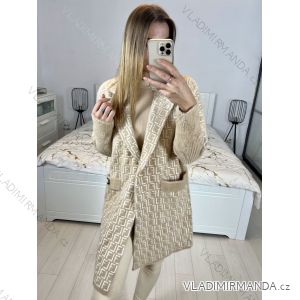 Women's Long Sleeve Hooded Alpaca Coat (S/M ONE SIZE) POLISH FASHION IMWK23747