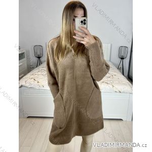 Long Sleeve Hooded Alpaca Coat Women Plus Size (S/M/L ONE SIZE) ITALIAN FASHION IMWCW23011