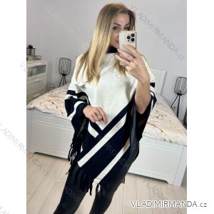 Women's Knitted Turtleneck Poncho (S/M/L ONE SIZE) FRENCH FASHION FMWG23FG56179