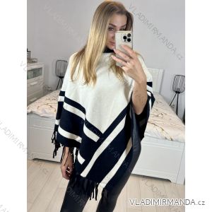 Women's Knitted Turtleneck Poncho (S/M/L ONE SIZE) FRENCH FASHION FMWG23FG56179/DU