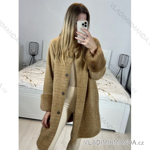 Women's slim long sleeve coat (L/XL ONE SIZE) ITALIAN FASHION IM423097 L/XL Brown