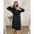Shirt 3/4 sleeve ladies strip (4XL/5XL ONE SIZE) ITALSKÁ MÓDA IM422FLUFF 3xl / 4xl black
