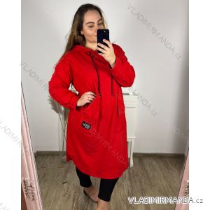 Women's Plus Size Long Sleeve Hooded Sweatshirt Dress (2XL/3XL ONE SIZE) ITALIAN FASHION IM423680