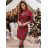 Women's Elegant Long Sleeve Dress (S/M ONE SIZE) ITALIAN FASHION IMM23M6062 red S/M