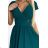 425-6 MATILDE Dress with a neckline and short sleeves - green with glitter