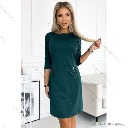 420-5 MARY Dress with gold zippers - green