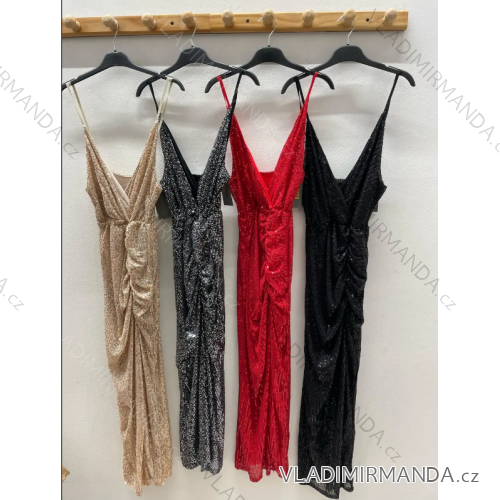 Women's Sparkly Sequin Strap Dress (S/M ONE SIZE) ITALIAN FASHION IMPDY23YX23737