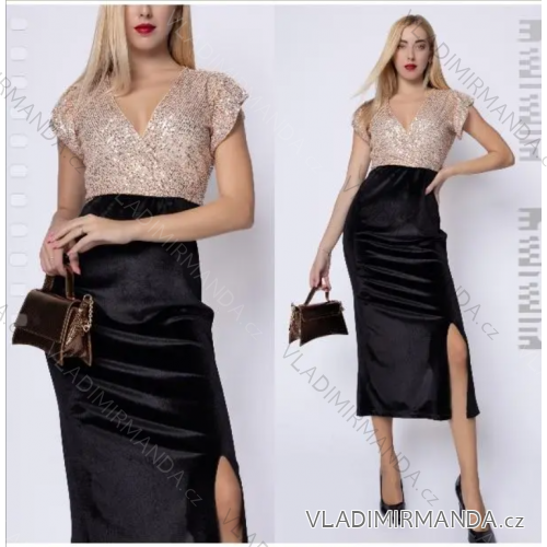 Women's Long Short Sleeve Dress (S/M ONE SIZE) ITALIAN FASHION IMPDY23YX23445