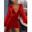 Women's Knitted Sweater Dress Set (S/M ONE SIZE) ITALIAN FASHION IMWE223972 red S/M