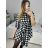 Women's Long Sleeve Shirt Dress (S/M/L ONE SIZE) ITALIAN FASHION IMC22658 S/M Black and white