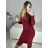 Šaty elegantní třpytivé dlouhý rukáv dámské (S/M ONE SIZE) ITALSKá MóDA IMM22hg4993 S/M red