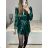 Women's Elegant Long Sleeve Dress (S/M ONE SIZE) ITALIAN FASHION IMM23M6062 S/M Golden