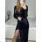 Women's Long Chiffon Short Sleeve Dress (S/M ONE SIZE) ITALIAN FASHION IMWGS231048 black S/M