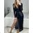 Women's Long Chiffon Short Sleeve Dress (S/M ONE SIZE) ITALIAN FASHION IMWGS231048 black S/M