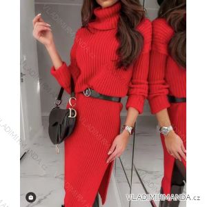 Women's Plus Size Knitted Turtleneck Long Sleeve Dress (L/XL/2XL ONE SIZE) ITALIAN FASHION IM4221085