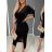 Women's Elegant Long Sleeve Dress (S/M ONE SIZE) ITALIAN FASHION IMD23805 black S/M