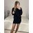 Women's Plus Size Long Sleeve Oversize Dress (XL/2XL/3XL ONE SIZE) ITALIAN FASHION IMC23024 S/M dark blue