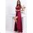 Women's Plus Size (42-46) Long Elegant Party Sleeveless Dress POLISH FASHION PMLBC23265-10 Wine 42