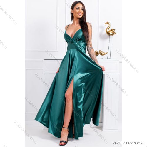 Women's Plus Size (42-46) Long Elegant Party Sleeveless Dress POLISH FASHION PMLBC23265-10 Green 42