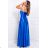 Women's Plus Size (42-46) Long Elegant Party Sleeveless Dress POLISH FASHION PMLBC23265-10 Royal blue 36