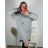 Women's Long Sleeve Hooded Sweatshirt Dress (S/M ONE SIZE) ITALIAN FASHION IMC22685 3xl / 4xl grey