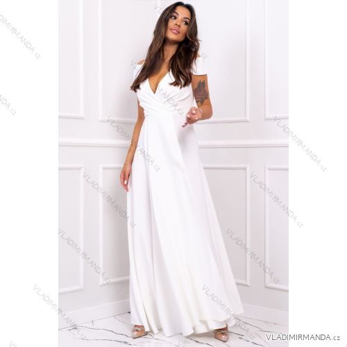 Long elegant sleeveless dress for women, plus size (36-52) POLISH FASHION PMLBF24GALA8 white 40