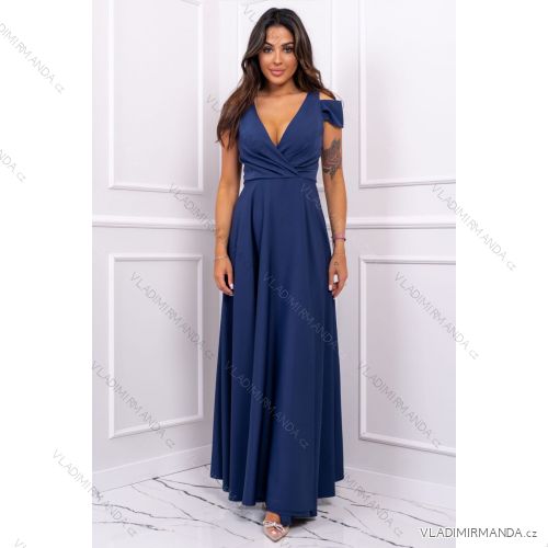Long elegant sleeveless dress for women, plus size (36-52) POLISH FASHION PMLBF24GALA12 dark blue 46