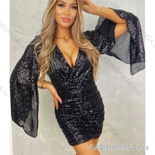 Šaty elegantní krátké dlouhý rukáv dámské (S/M ONE SIZE) ITALSKÁ MÓDA IMWC217235