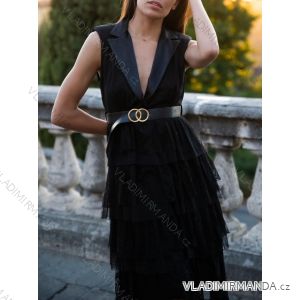 Women's Elegant Belted Sleeveless Dress (S/M ONE SIZE) ITALIAN FASHION IMHMS23119
