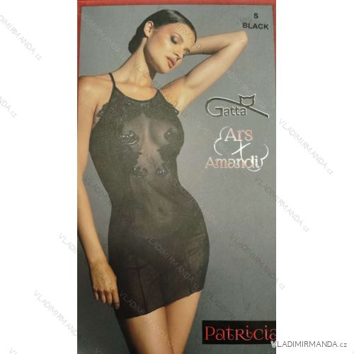 Women's Strap Nightgown (S/M ONE SIZE) ITALIAN FASHION DPP23PATRICIA black L