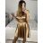 Elegant Sleeveless Ball Gown Lace (uni s-m) ITALIAN FASHION IM919919 Golden S/M