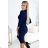 237-4 KELLY Elegant dress with a neckline and 3/4 sleeves - navy blue
