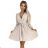 339-4 BINDY Feminine dress with a neckline and belt - beige