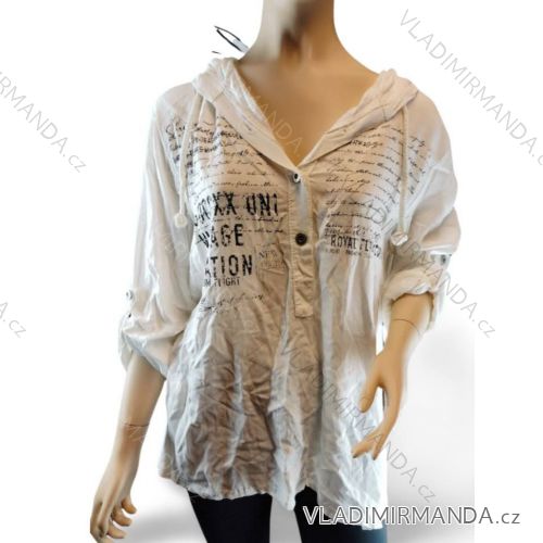 Women's Plus Size Long Sleeve Tunic (XL/2XL/3XL ONE SIZE) ITALIAN FASHION IM423616 XL/2XL white