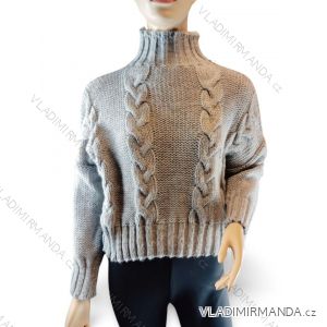 Women's Oversized Stand Collar Long Sleeve Knitted Sweater (S/M ONE SIZE) ITALIAN FASHION IMD221097