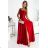 524-1 Long elegant satin one-shoulder dress - red