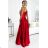 524-1 Long elegant satin one-shoulder dress - red