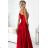 524-1 Long elegant satin one-shoulder dress - red