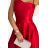 524-1 Long elegant satin one-shoulder dress - red