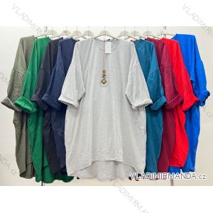 Shirt 3/4 sleeve ladies strip (4XL/5XL ONE SIZE) ITALSKÁ MÓDA IM422FLUFF