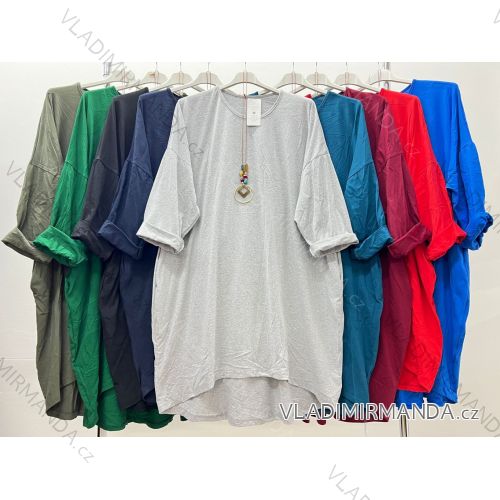 Shirt 3/4 sleeve ladies strip (4XL/5XL ONE SIZE) ITALSKÁ MÓDA IM422FLUFF